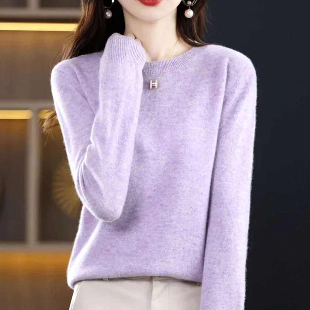 Maglione da donna lavorato a maglia con scollo rotondo