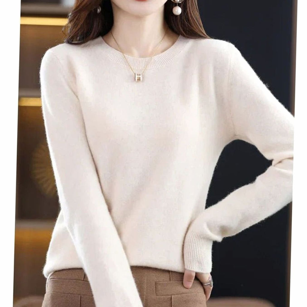 Maglione da donna lavorato a maglia con scollo rotondo