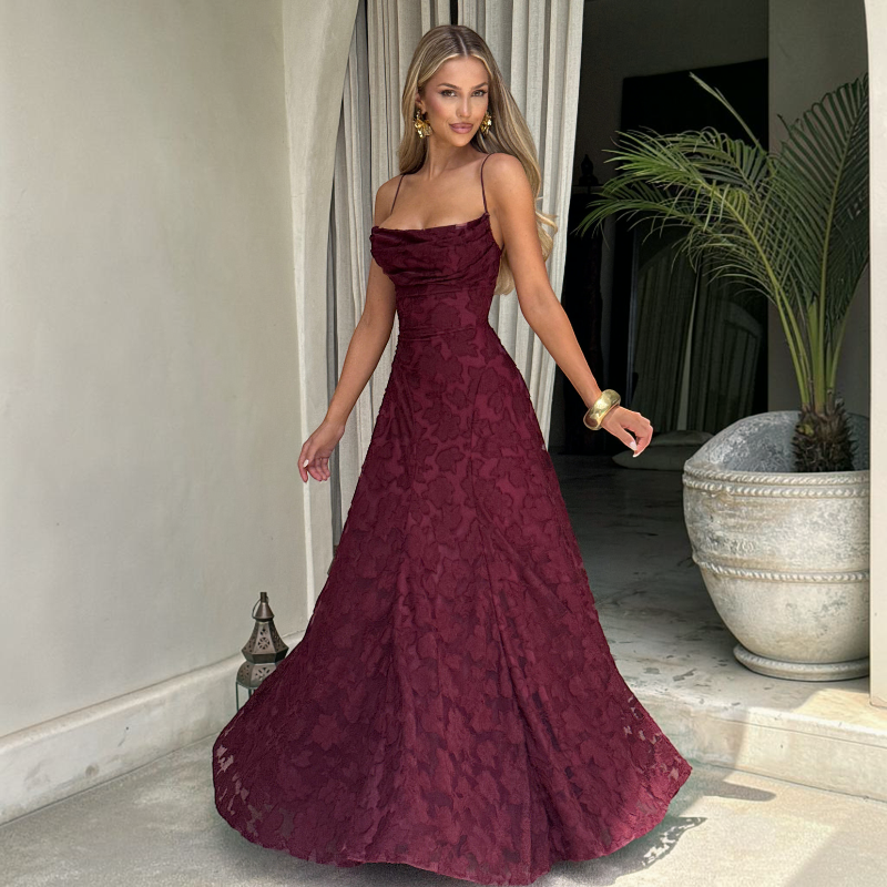 Women's Square Neck Backless Maxi Dress