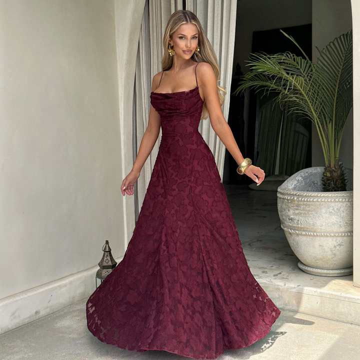 Women's Square Neck Backless Maxi Dress