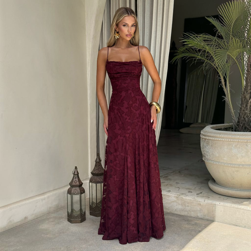 Women's Square Neck Backless Maxi Dress