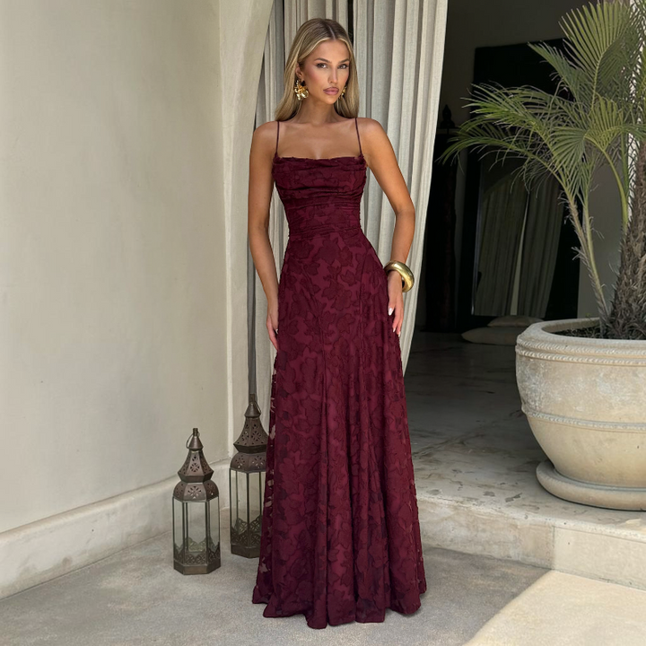 Women's Square Neck Backless Maxi Dress