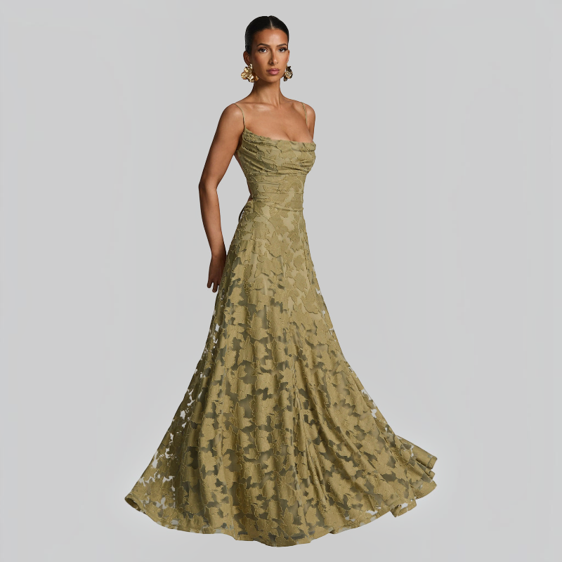 Women's Square Neck Backless Maxi Dress
