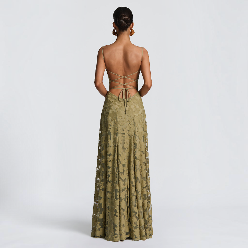 Women's Square Neck Backless Maxi Dress