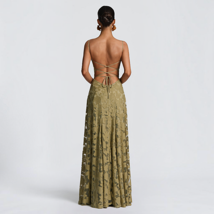 Women's Square Neck Backless Maxi Dress