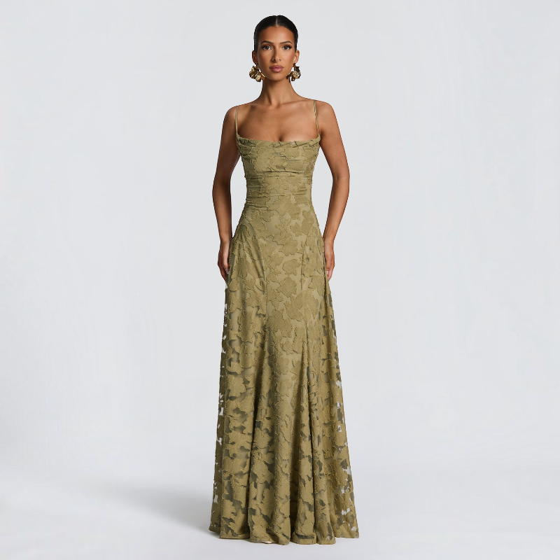 Women's Square Neck Backless Maxi Dress