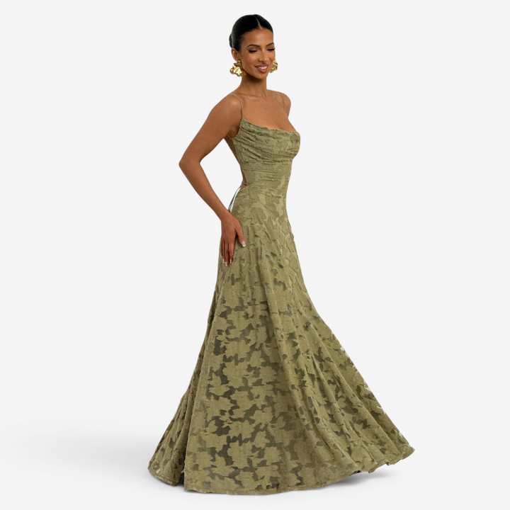 Women's Square Neck Backless Maxi Dress