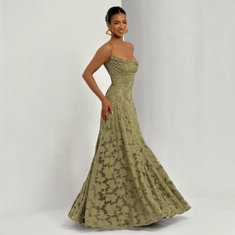 Women's Square Neck Backless Maxi Dress