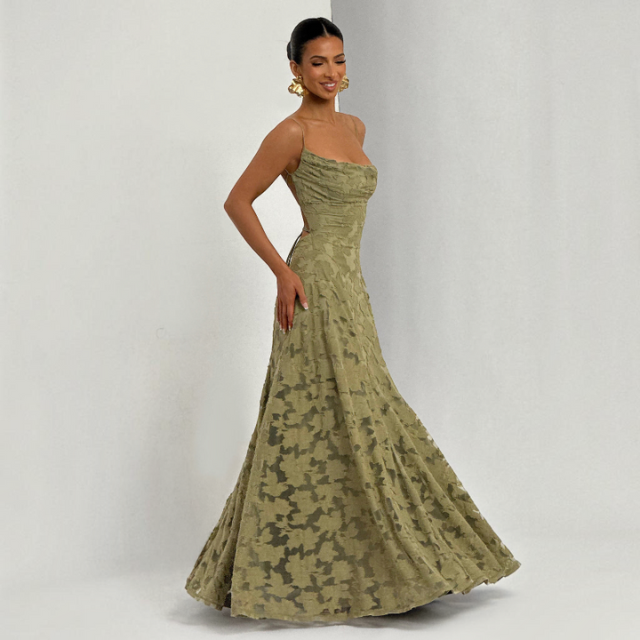 Women's Square Neck Backless Maxi Dress