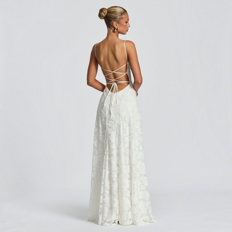 Women's Square Neck Backless Maxi Dress