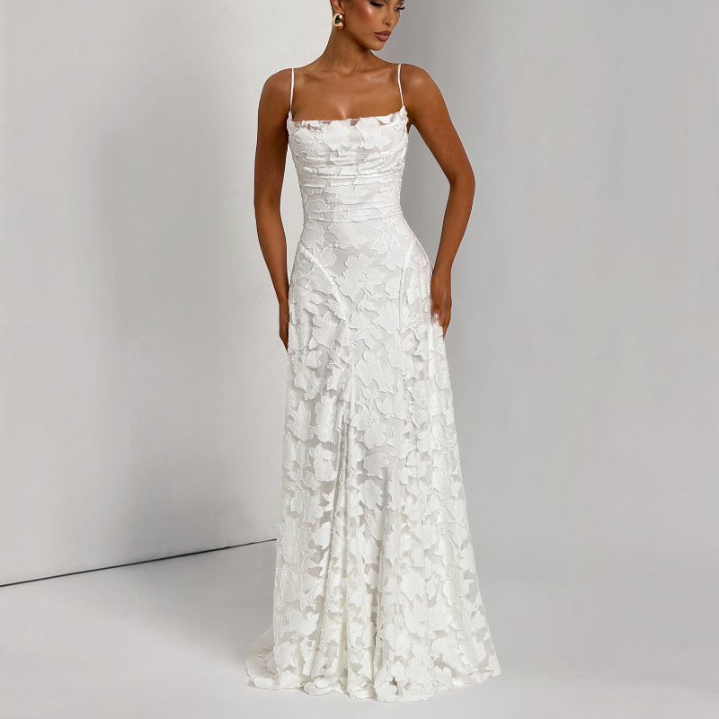 Women's Square Neck Backless Maxi Dress