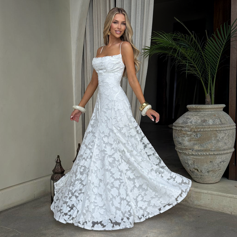 Women's Square Neck Backless Maxi Dress