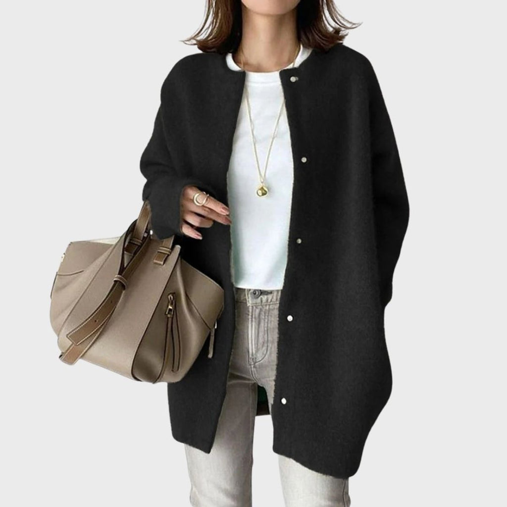 Women's Long Cashmere Cardigan with Press Studs