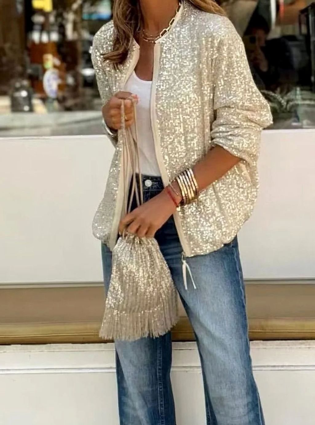 Women's Sequin Blouson Jacket