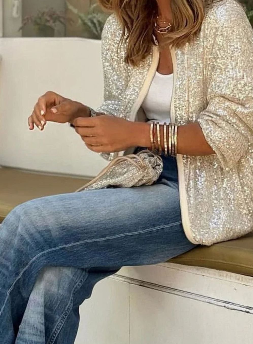 Damen-Blousonjacke mit Pailletten