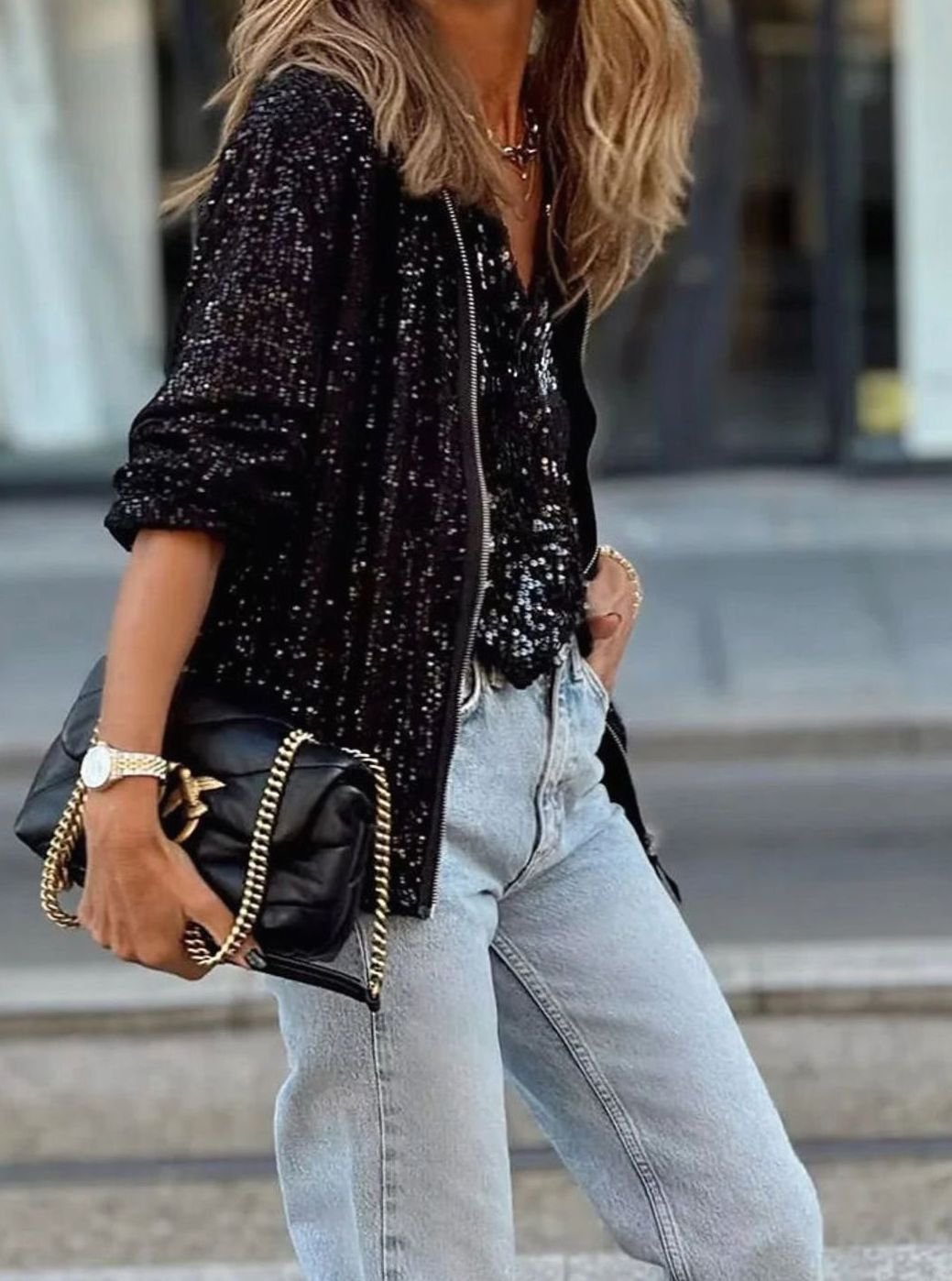 Women's Sequin Blouson Jacket