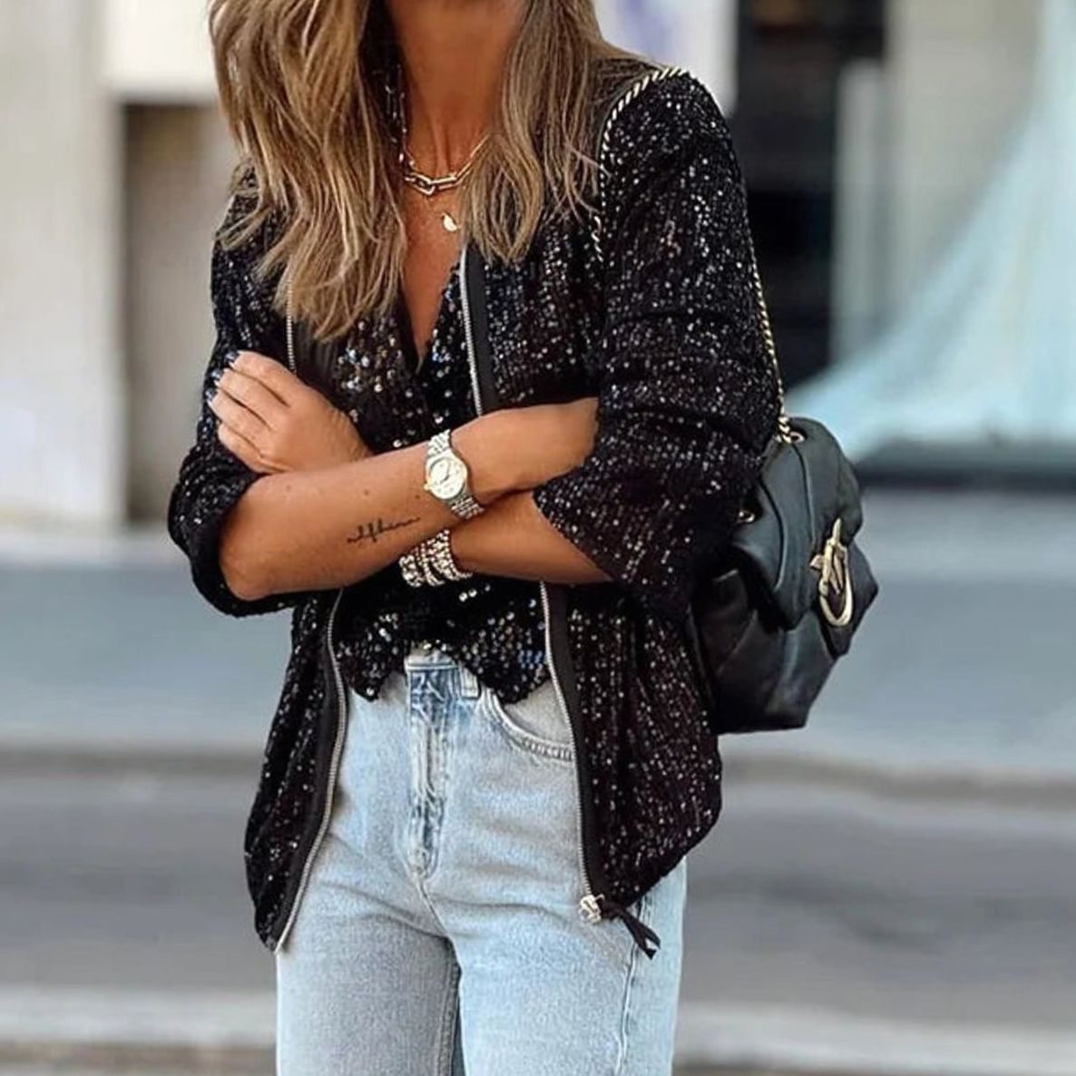 Women's Sequin Blouson Jacket