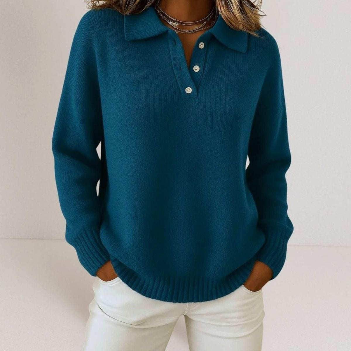 Women's Polo Collar Knitted Jumper