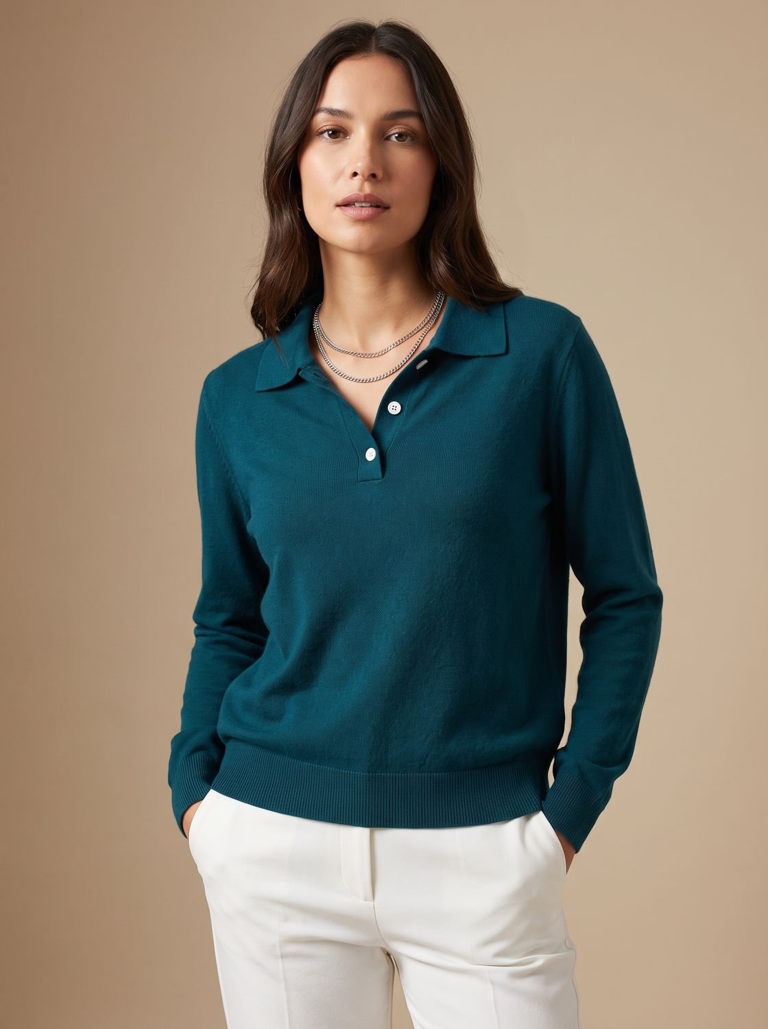 Women's Polo Collar Knit Jumper