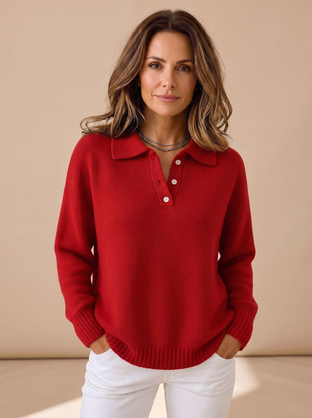 Women's Polo Collar Knit Jumper