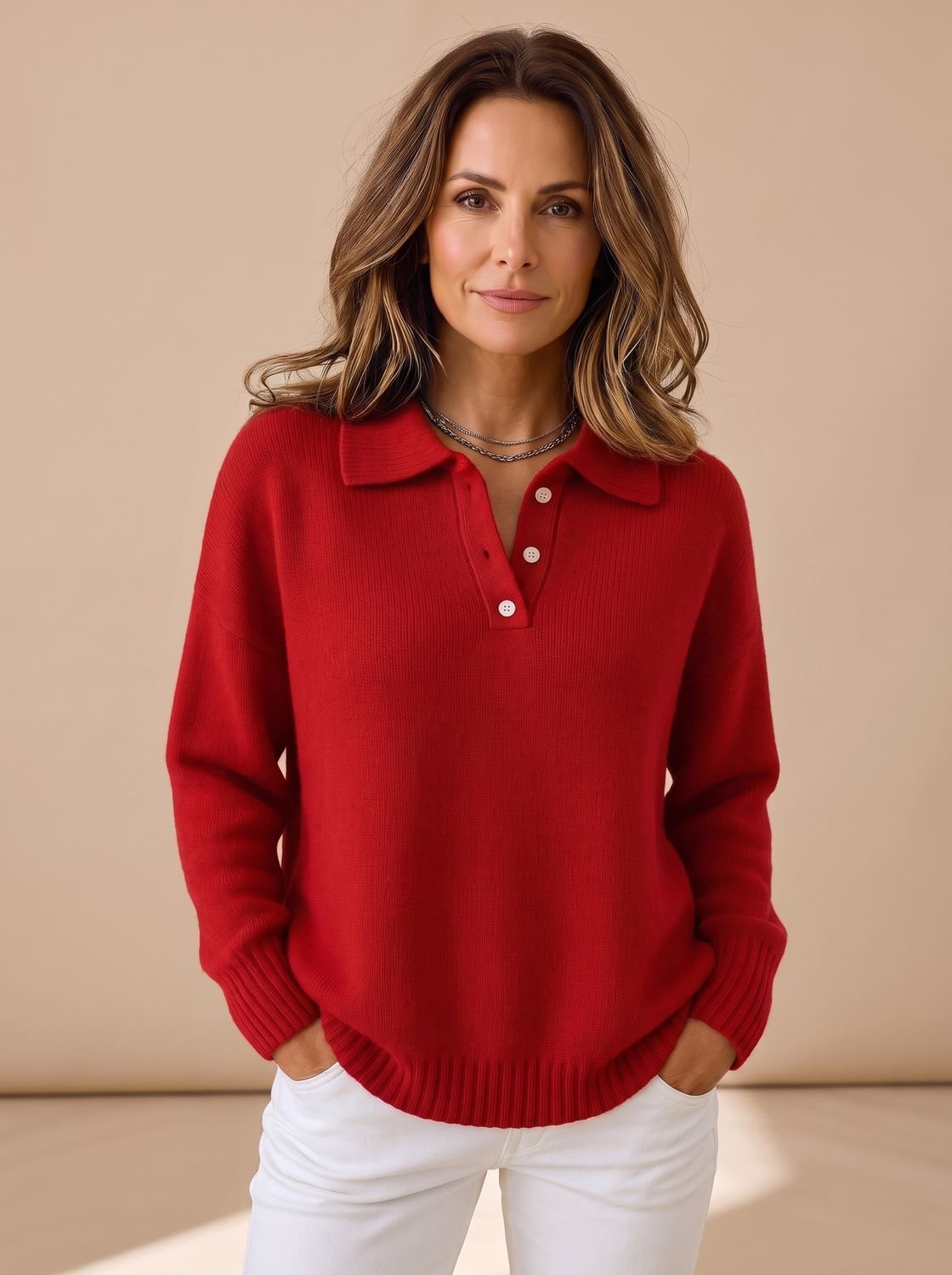 Women's Polo Collar Knit Jumper