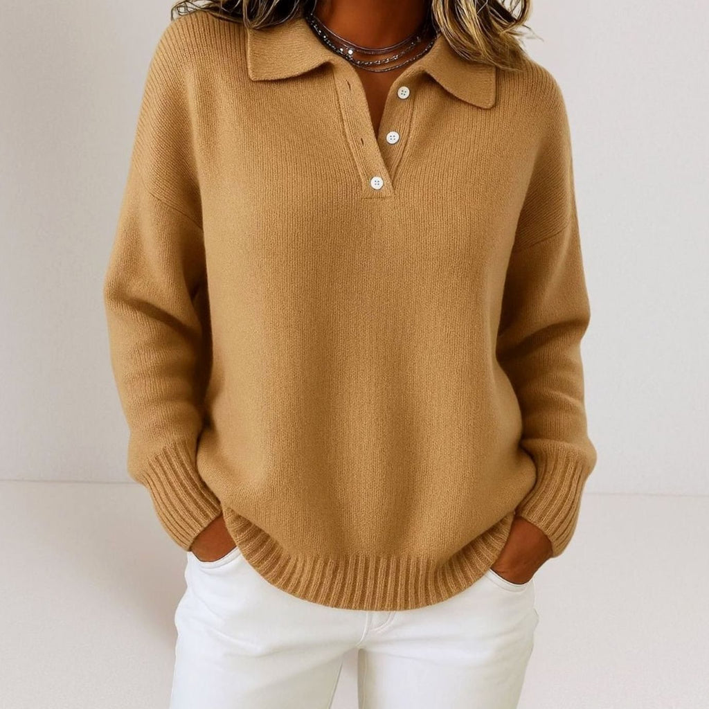 Women's Polo Collar Knitted Jumper
