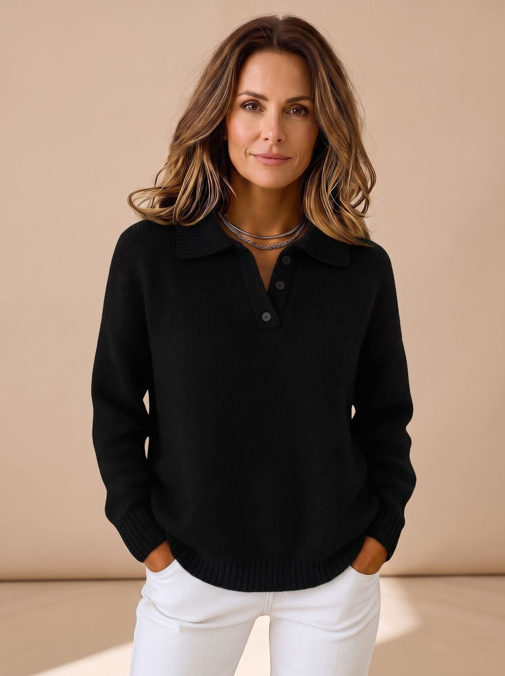 Women's Polo Collar Knit Jumper
