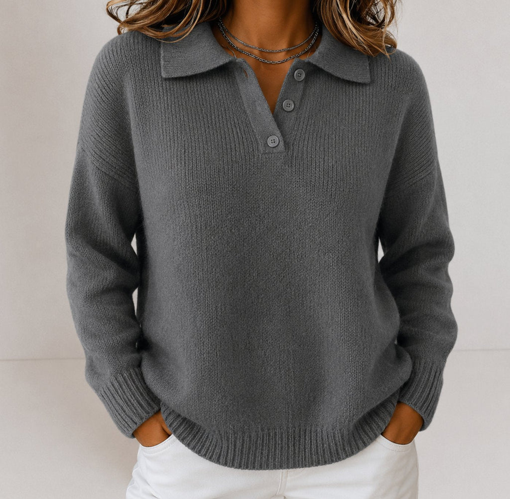 Women's Polo Collar Knitted Jumper