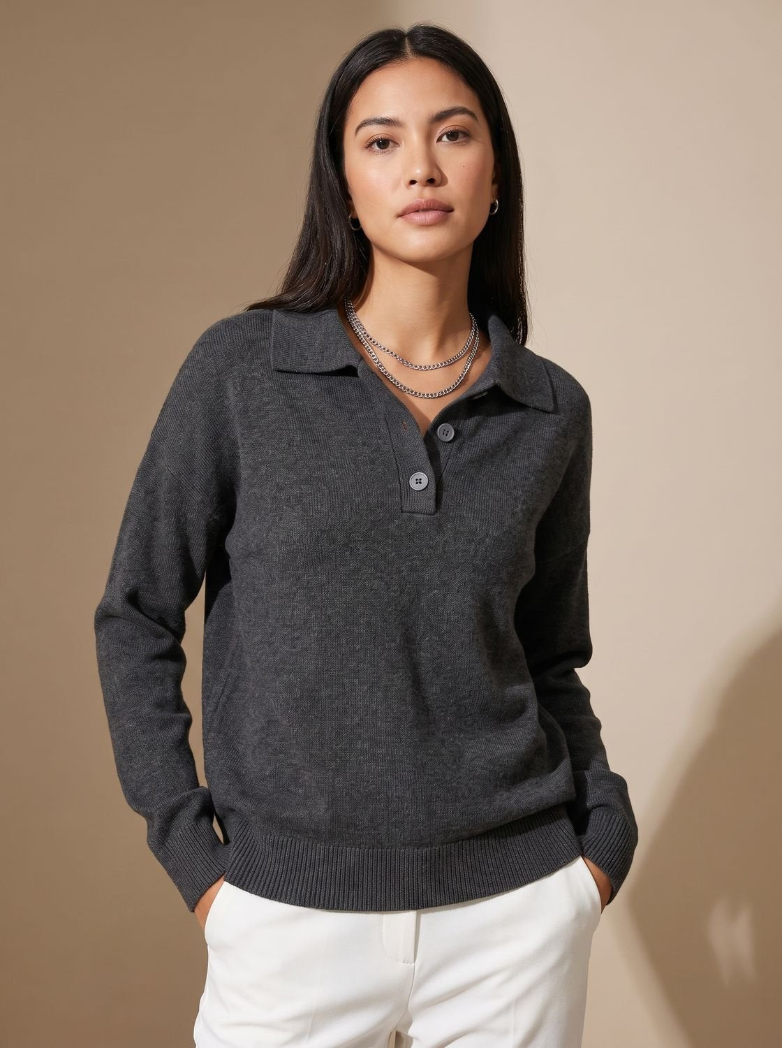 Women's Polo Collar Knit Jumper