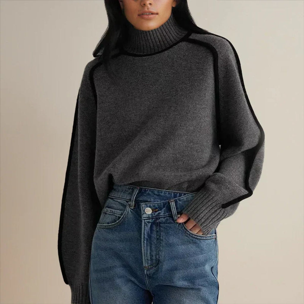Jersey de cuello vuelto extragrande para mujer