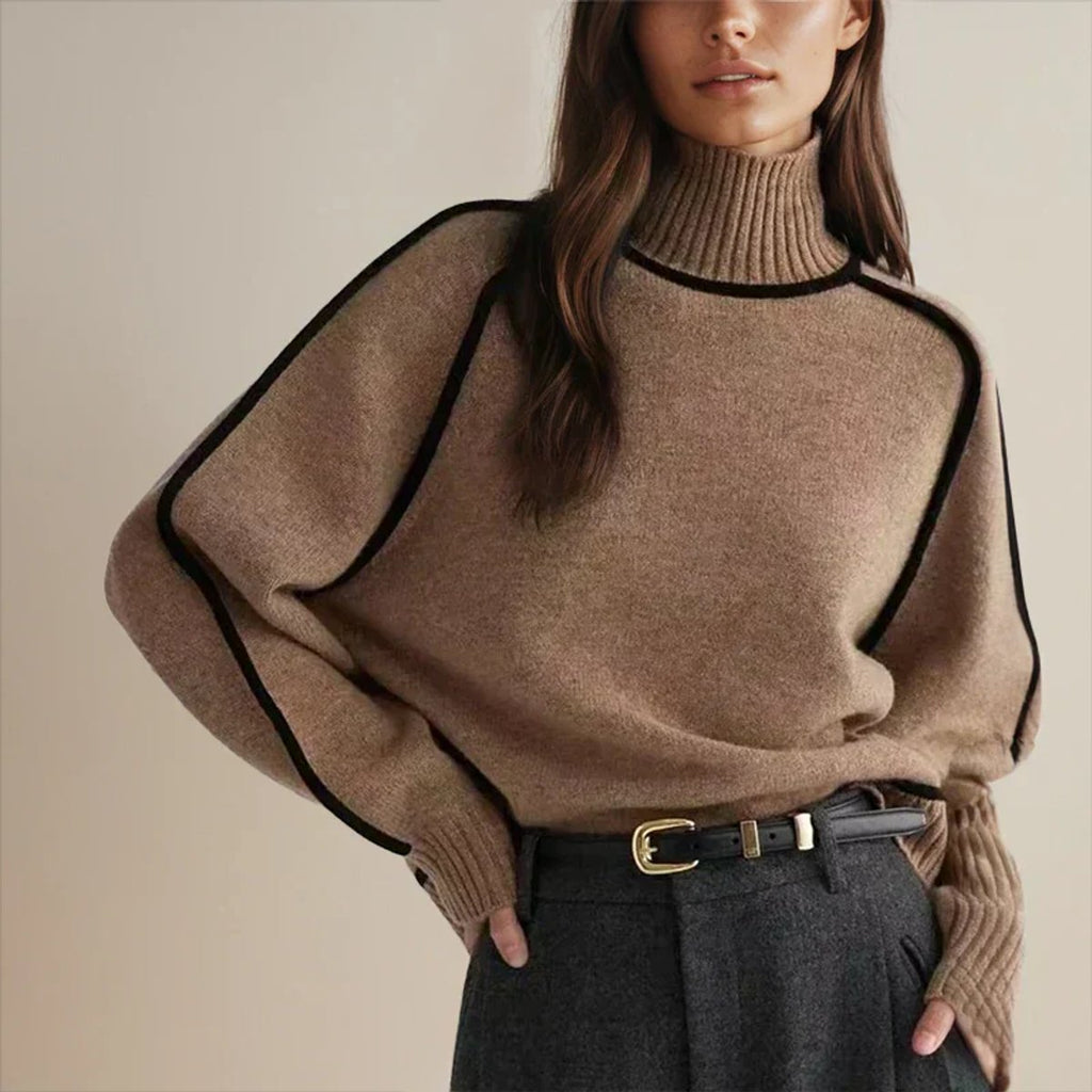 Jersey de cuello vuelto extragrande para mujer