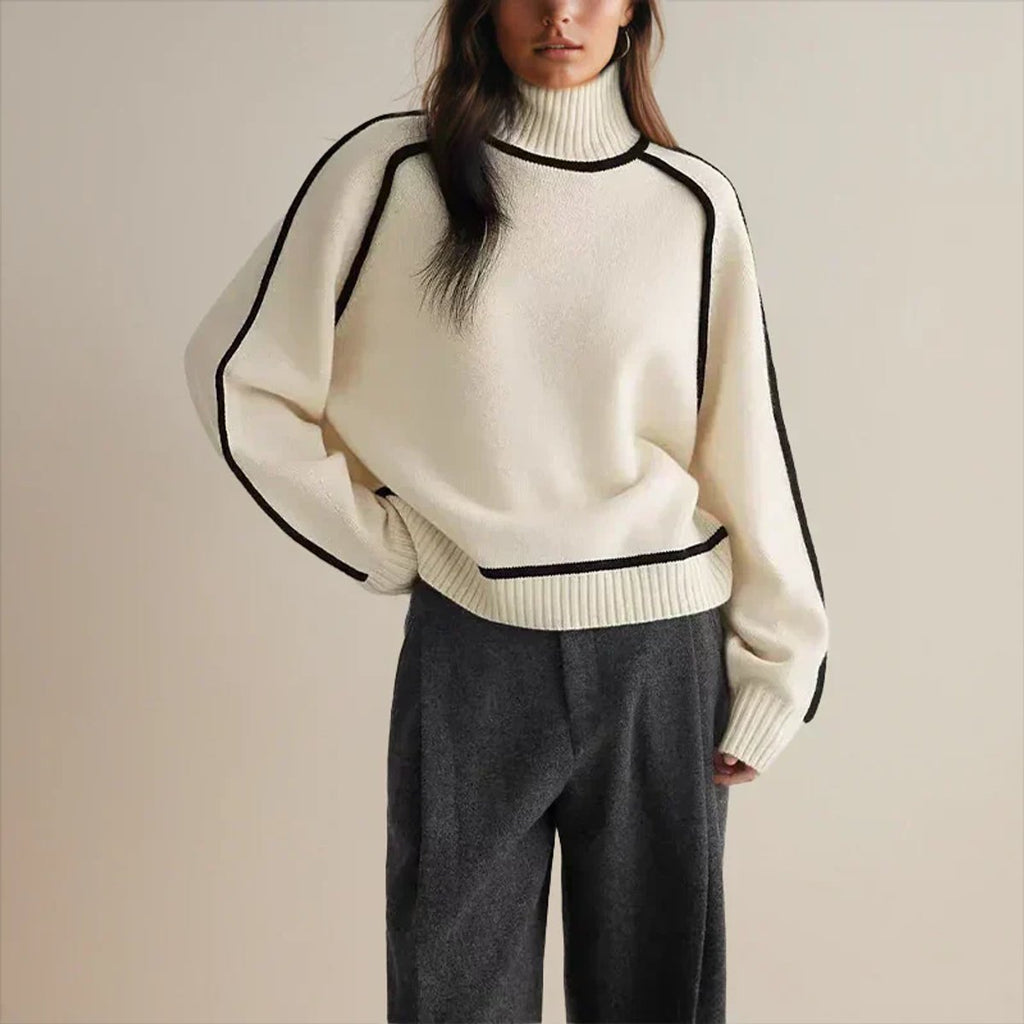 Jersey de cuello vuelto extragrande para mujer