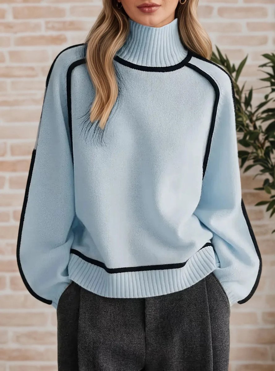 Jersey de cuello vuelto extragrande para mujer