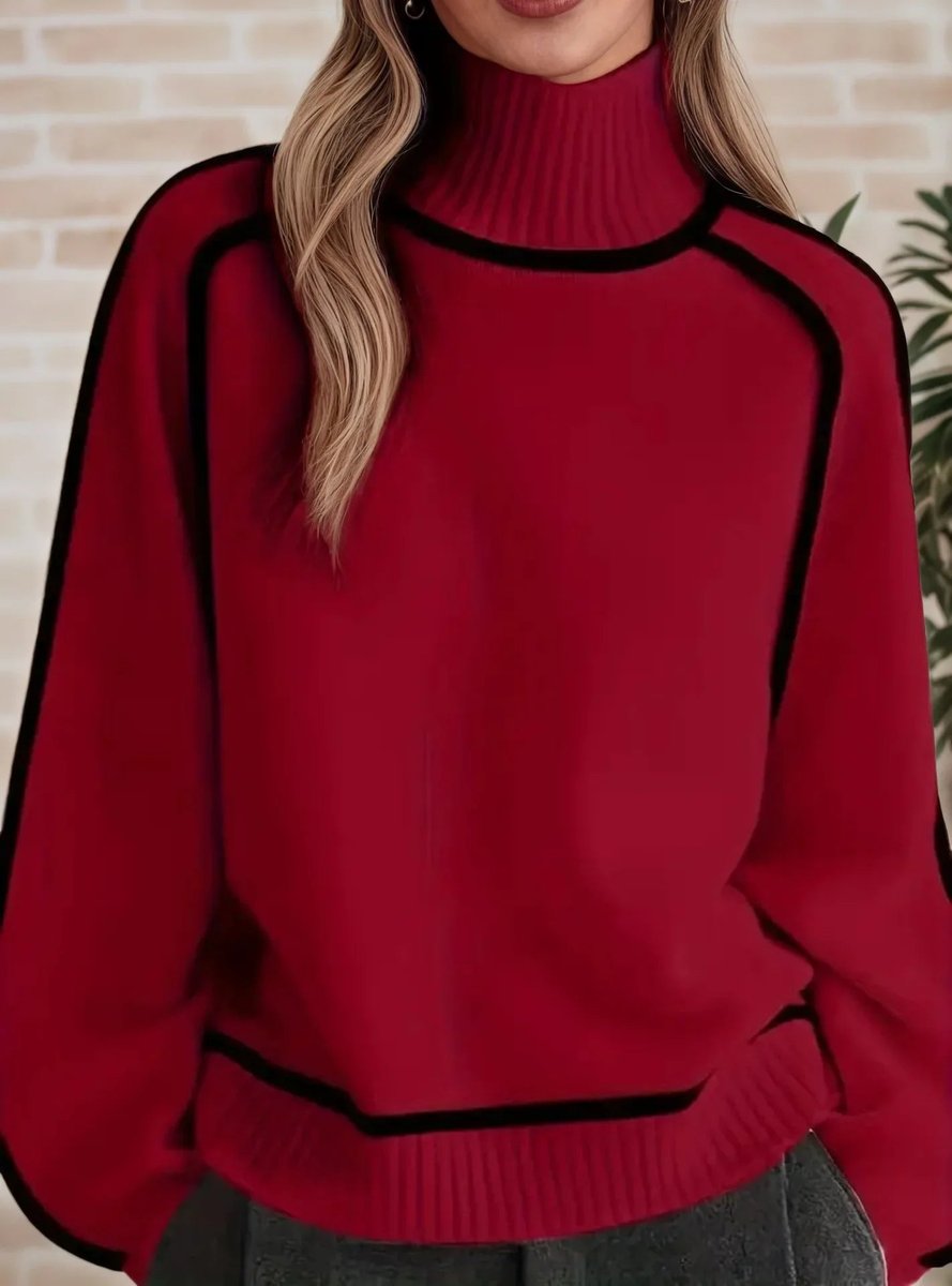 Jersey de cuello vuelto extragrande para mujer