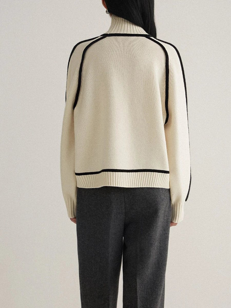 Jersey de cuello vuelto extragrande para mujer