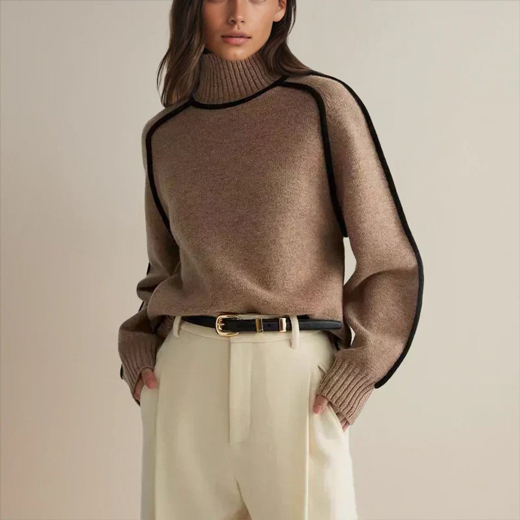 Jersey de cuello vuelto extragrande para mujer