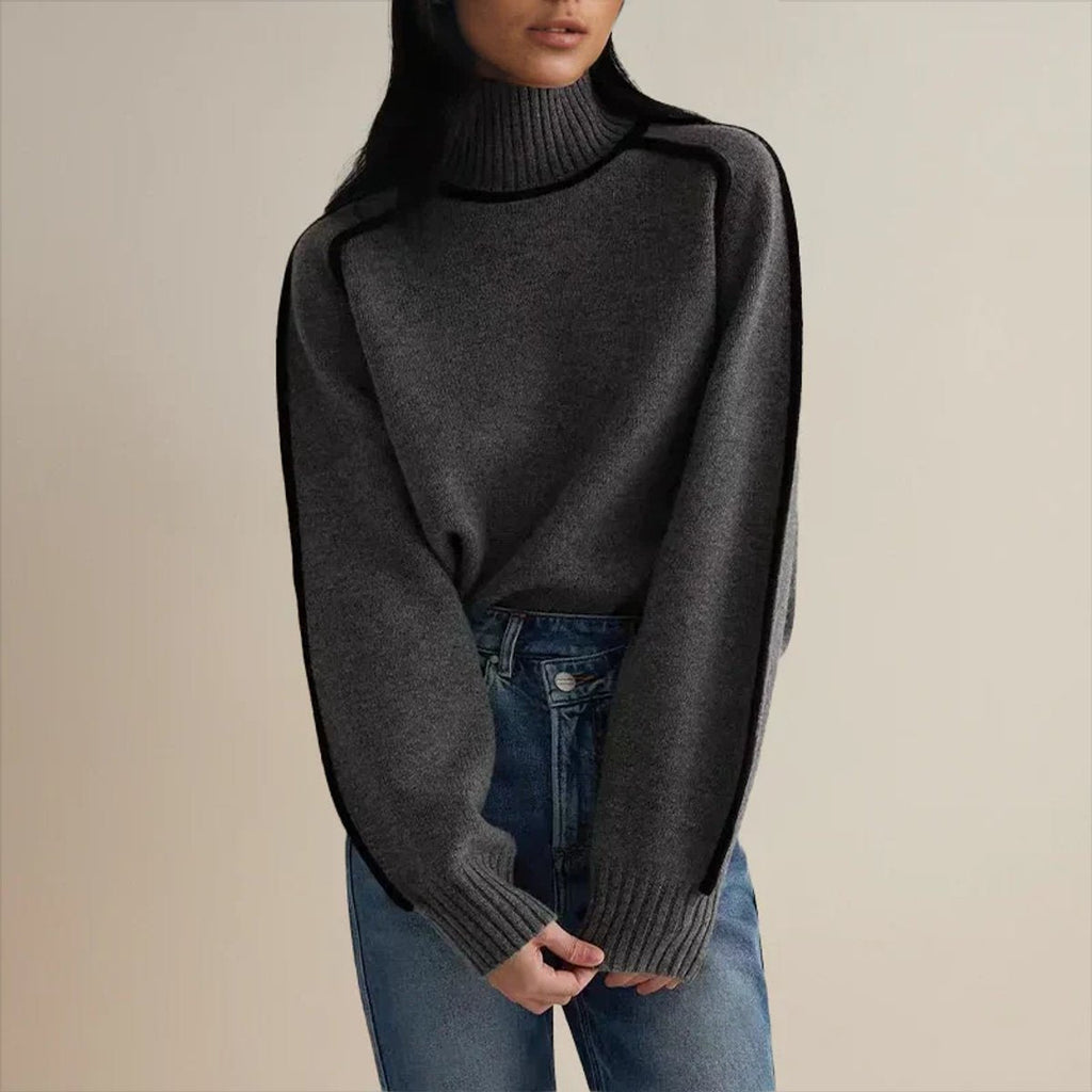 Jersey de cuello vuelto extragrande para mujer