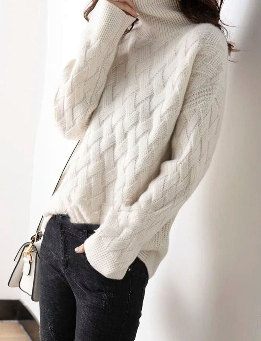 Maglione oversize da donna a trecce