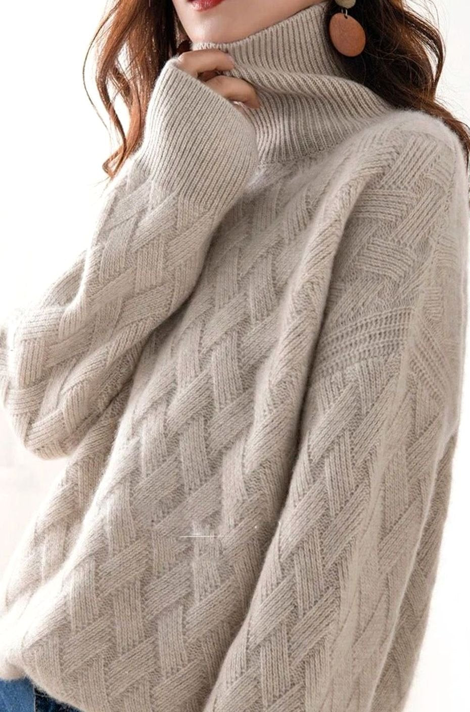 Maglione oversize da donna a trecce