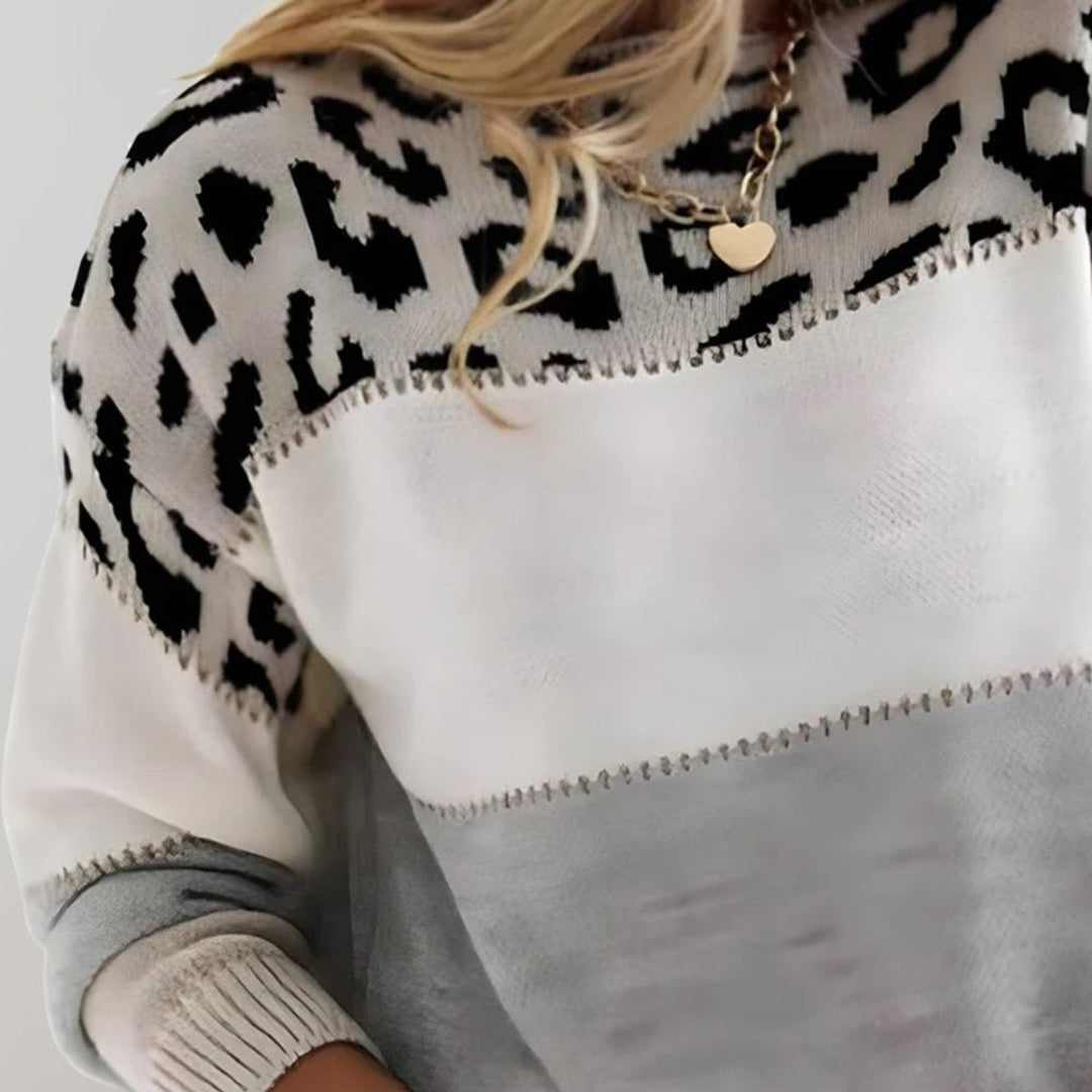 Women's Leopard Print Colourblock Jumper