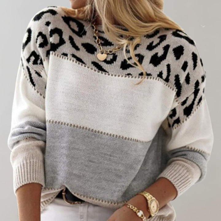 Women's Leopard Print Colourblock Jumper
