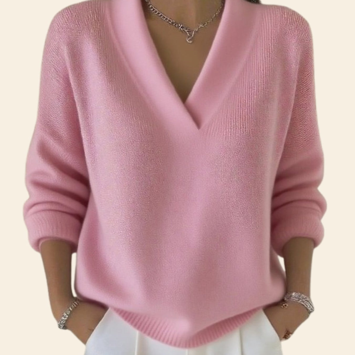 Women's Knitted V-Neck Jumper