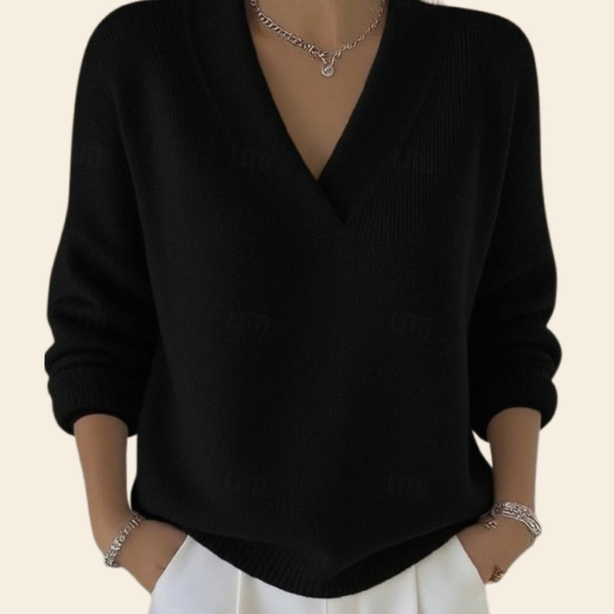 Women's Knitted V-Neck Jumper