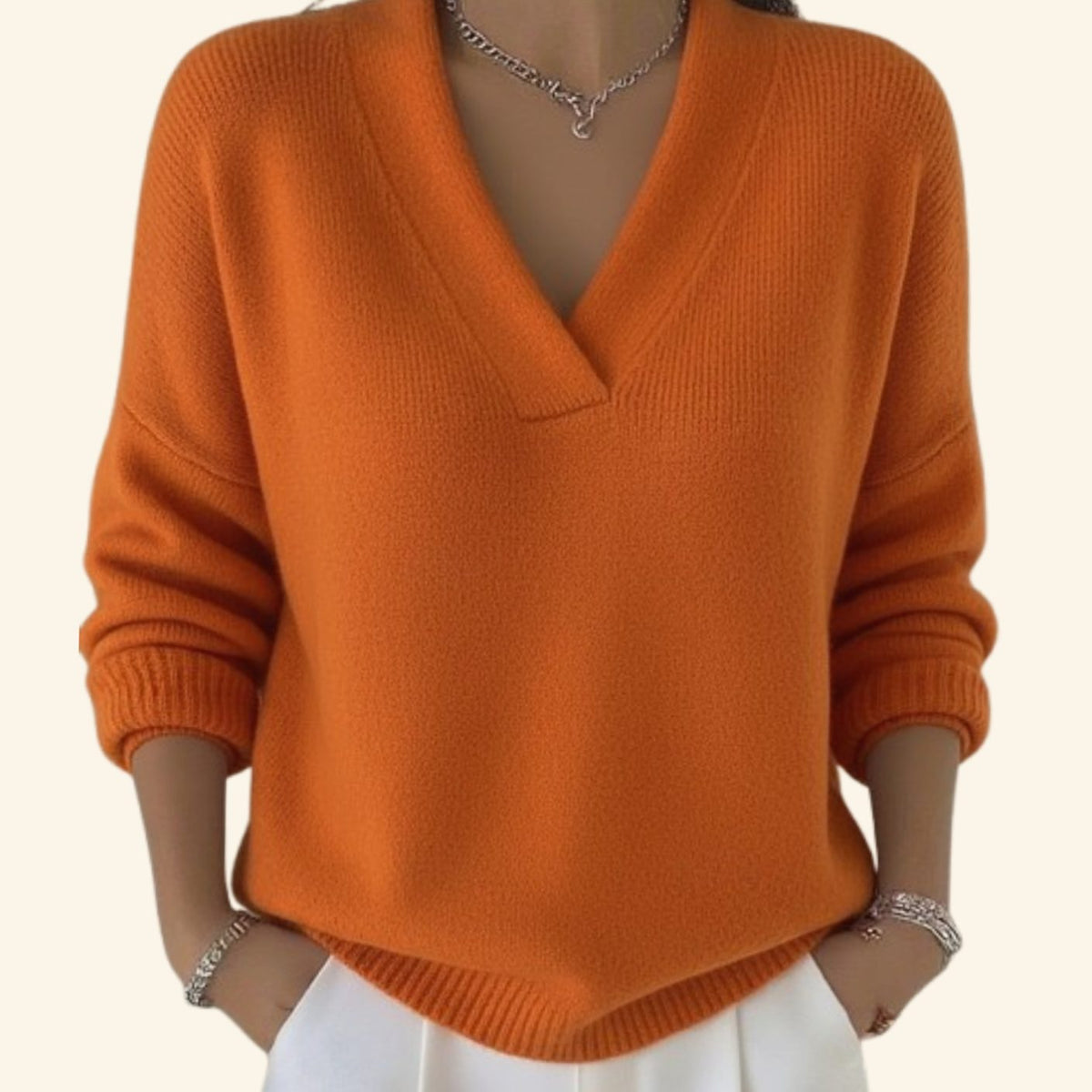Women's Knitted V-Neck Jumper