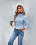 Pull en maille texturée à col roulé pour femme