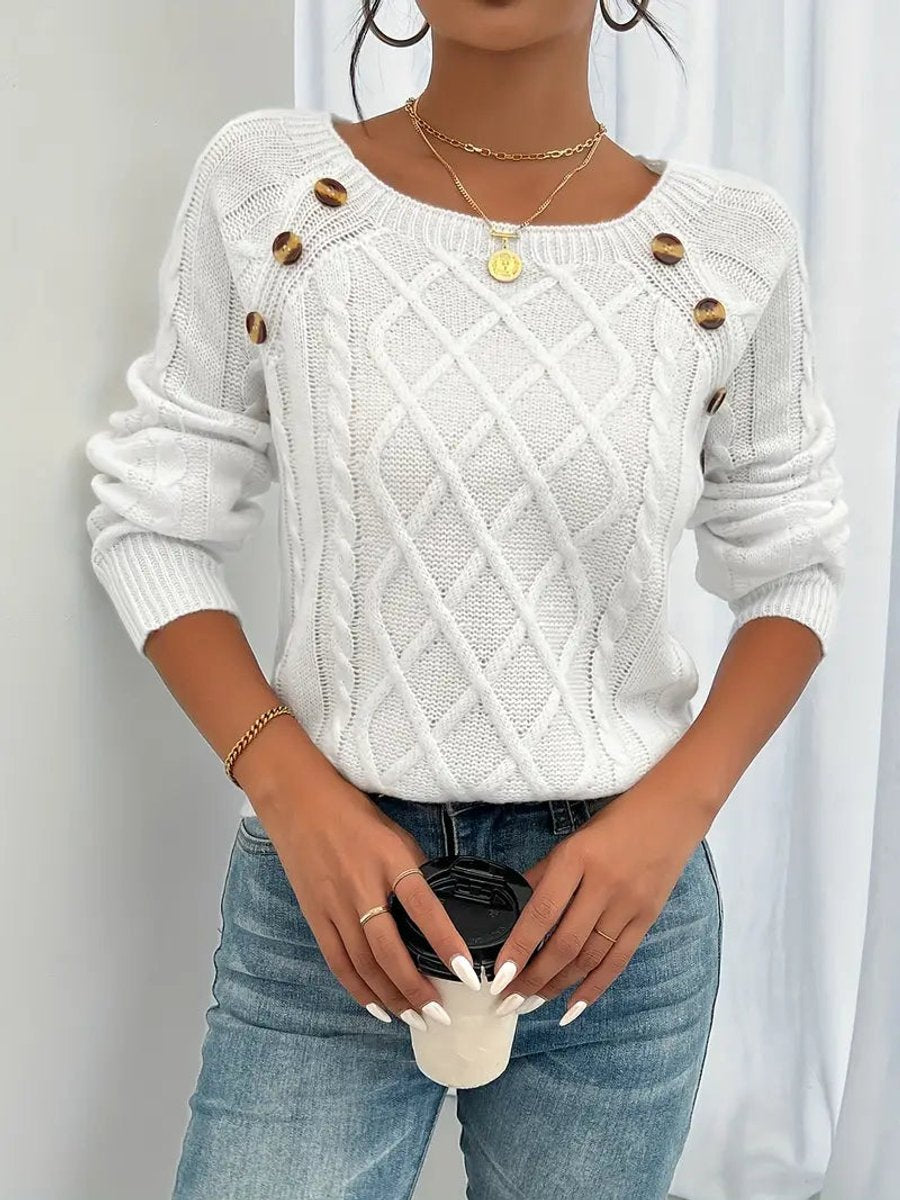 Pull en maille torsadée à manches raglan pour femme