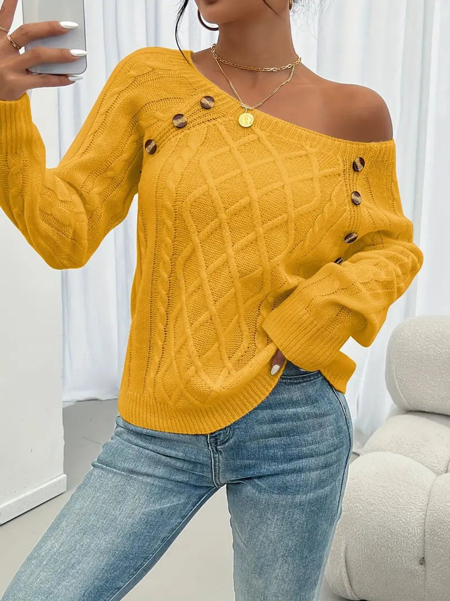 Pull en maille torsadée à manches raglan pour femme