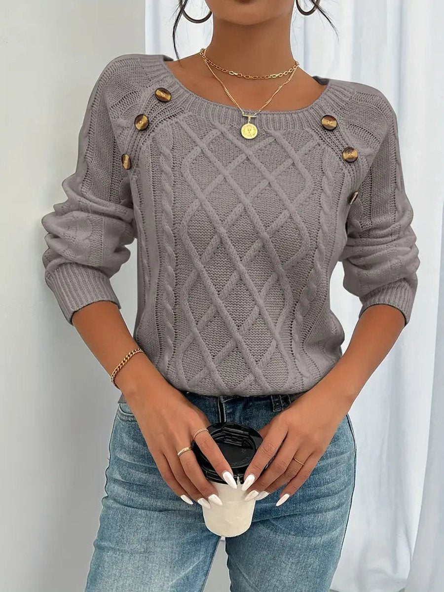 Pull en maille torsadée à manches raglan pour femme