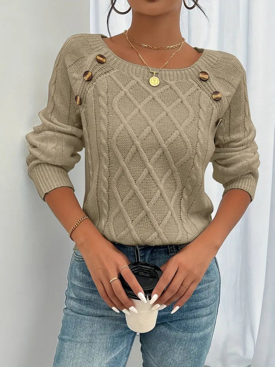 Pull en maille torsadée à manches raglan pour femme