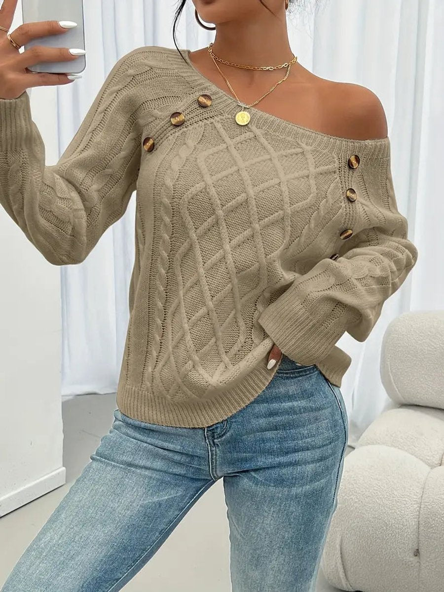 Pull en maille torsadée à manches raglan pour femme